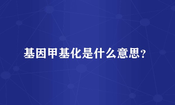 基因甲基化是什么意思？