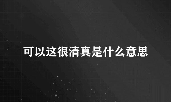 可以这很清真是什么意思