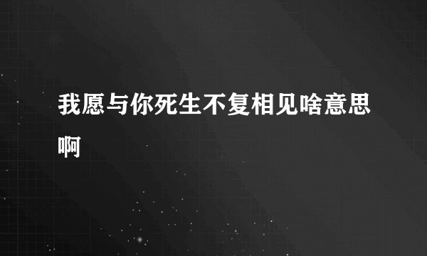 我愿与你死生不复相见啥意思啊
