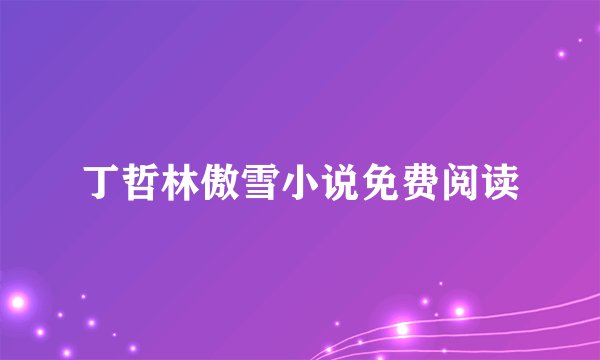 丁哲林傲雪小说免费阅读