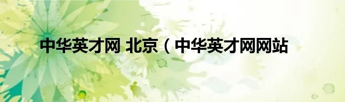 中华英才网 北京（中华英才网网站