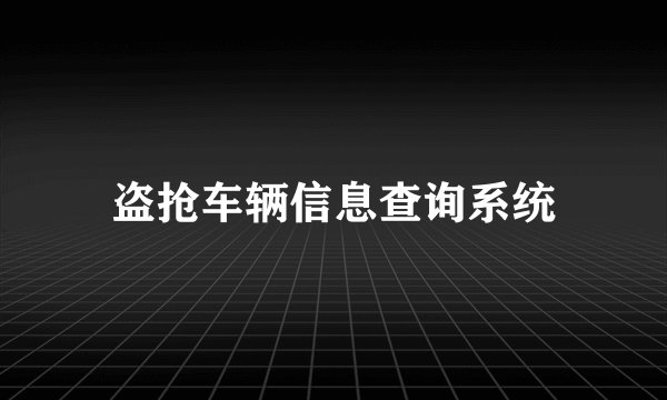 盗抢车辆信息查询系统