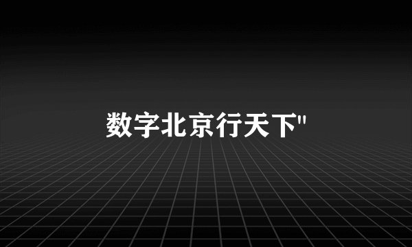 数字北京行天下