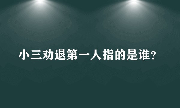 小三劝退第一人指的是谁？