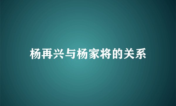 杨再兴与杨家将的关系