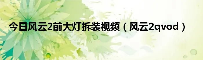 今日风云2前大灯拆装视频(风云2qvod)