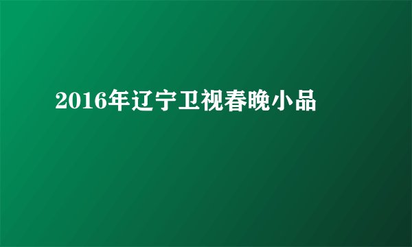 2016年辽宁卫视春晚小品