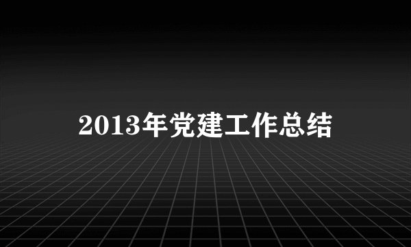 2013年党建工作总结