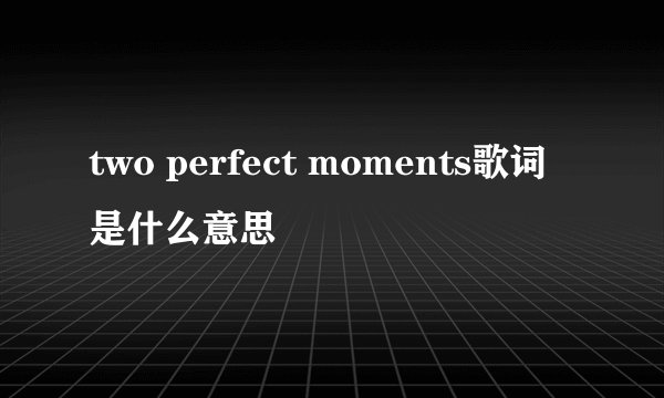 two perfect moments歌词是什么意思