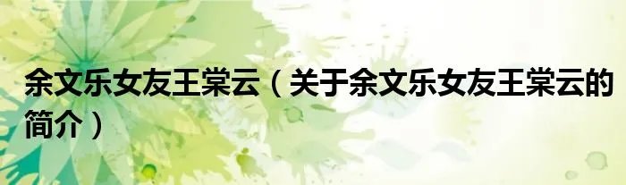 余文乐女友王棠云（关于余文乐女友王棠云的简介）