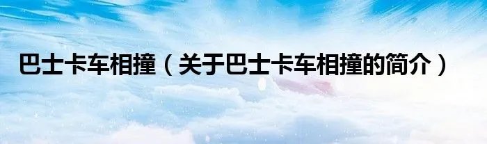 巴士卡车相撞(关于巴士卡车相撞的简介)