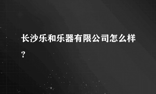 长沙乐和乐器有限公司怎么样?