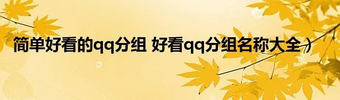 简单好看的qq分组 好看qq分组名称大全）