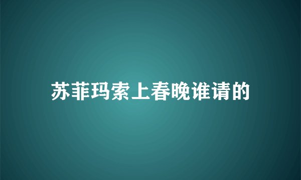 苏菲玛索上春晚谁请的
