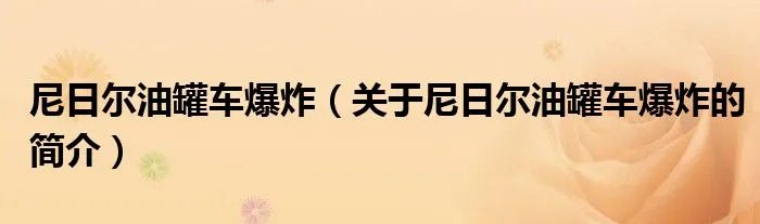 尼日尔油罐车爆炸（关于尼日尔油罐车爆炸的简介）