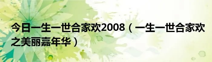 今日一生一世合家欢2008（一生一世合家欢之美丽嘉年华）
