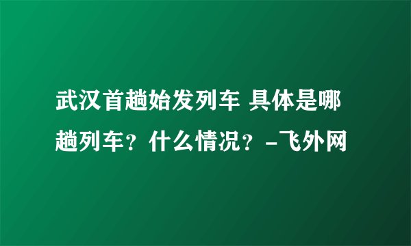 武汉首趟始发列车 具体是哪趟列车？什么情况？-飞外网