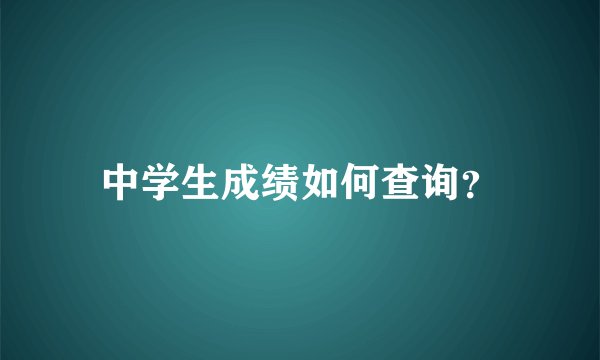 中学生成绩如何查询？