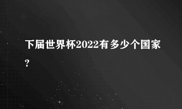 下届世界杯2022有多少个国家？