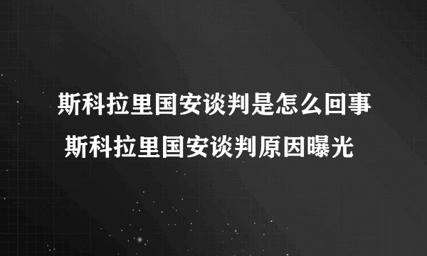 斯科拉里国安谈判是怎么回事 斯科拉里国安谈判原因曝光