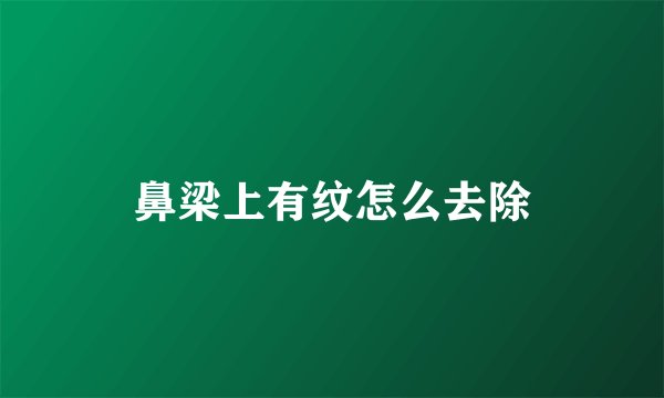 鼻梁上有纹怎么去除