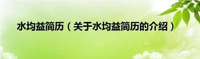 水均益简历（关于水均益简历的介绍）