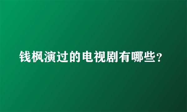 钱枫演过的电视剧有哪些？