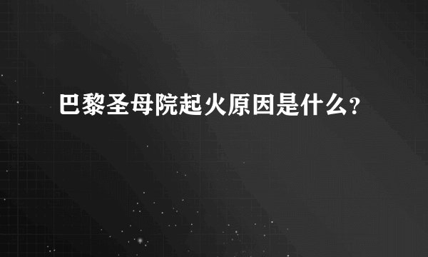 巴黎圣母院起火原因是什么？