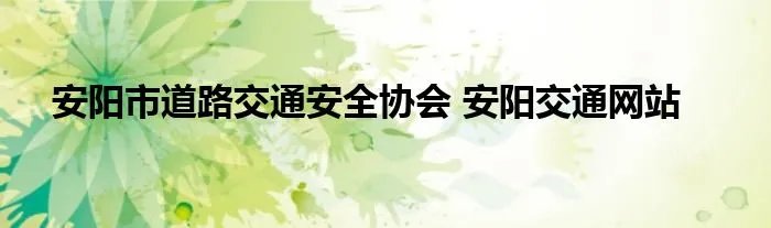 安阳市道路交通安全协会 安阳交通网站