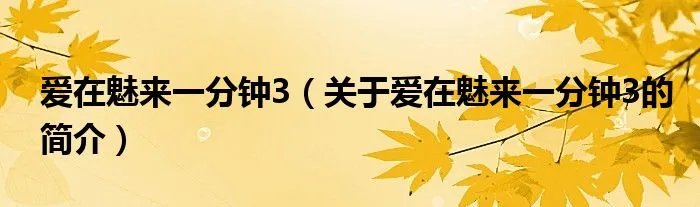 爱在魅来一分钟3(关于爱在魅来一分钟3的简介)