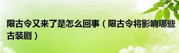 限古令又来了是怎么回事（限古令将影响哪些古装剧）