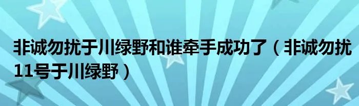 非诚勿扰于川绿野和谁牵手成功了（非诚勿扰11号于川绿野）