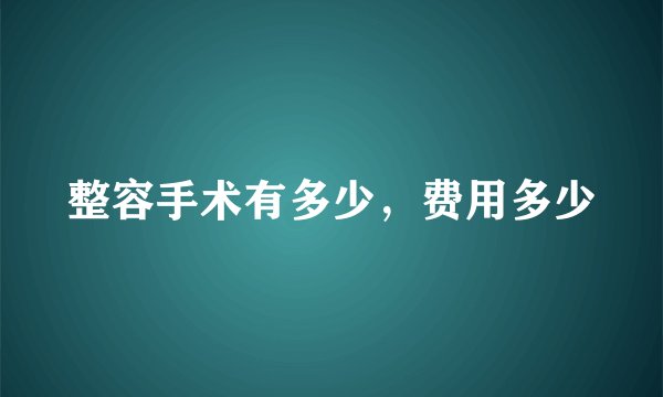 整容手术有多少,费用多少