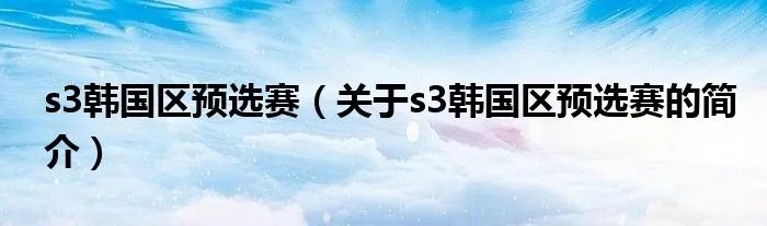 s3韩国区预选赛（关于s3韩国区预选赛的简介）