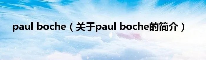 paul boche（关于paul boche的简介）