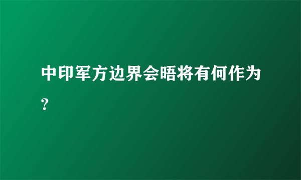中印军方边界会晤将有何作为？