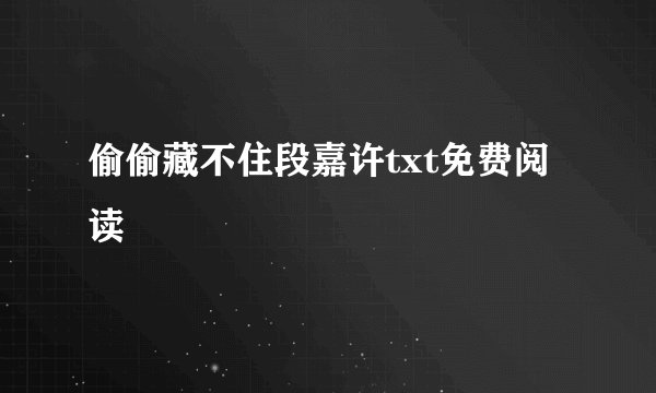 偷偷藏不住段嘉许txt免费阅读