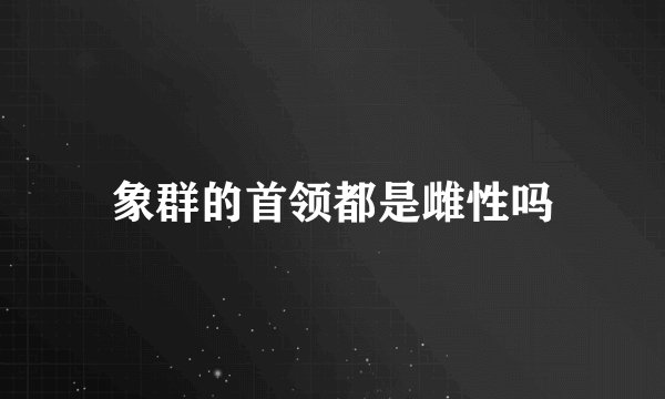 象群的首领都是雌性吗