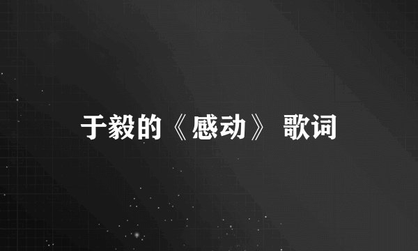 于毅的《感动》 歌词