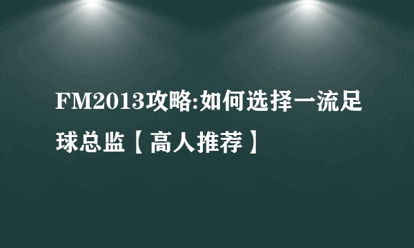 FM2013攻略:如何选择一流足球总监【高人推荐】