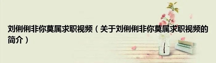 刘俐俐非你莫属求职视频（关于刘俐俐非你莫属求职视频的简介）