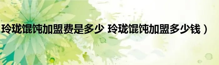 玲珑馄饨加盟费是多少 玲珑馄饨加盟多少钱）