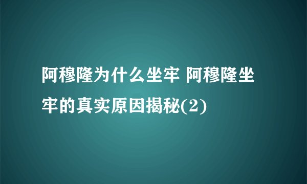 阿穆隆为什么坐牢 阿穆隆坐牢的真实原因揭秘(2)