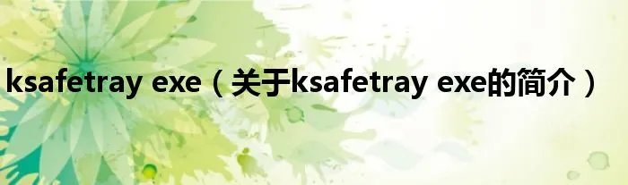 ksafetray exe（关于ksafetray exe的简介）