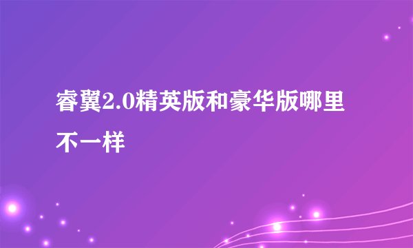 睿翼2.0精英版和豪华版哪里不一样