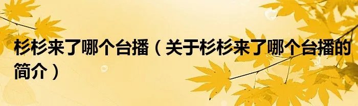 杉杉来了哪个台播（关于杉杉来了哪个台播的简介）