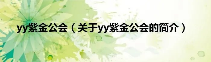 yy紫金公会（关于yy紫金公会的简介）