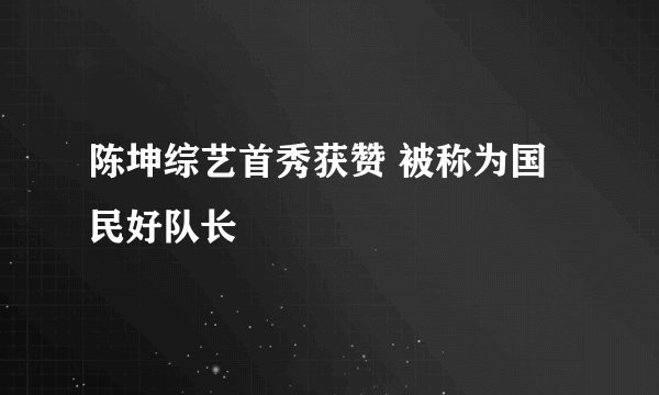 陈坤综艺首秀获赞 被称为国民好队长