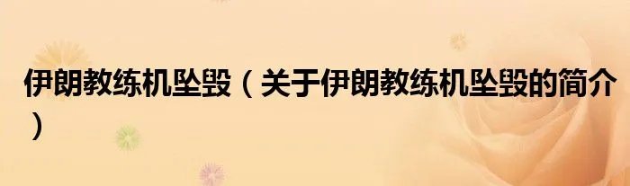 伊朗教练机坠毁（关于伊朗教练机坠毁的简介）