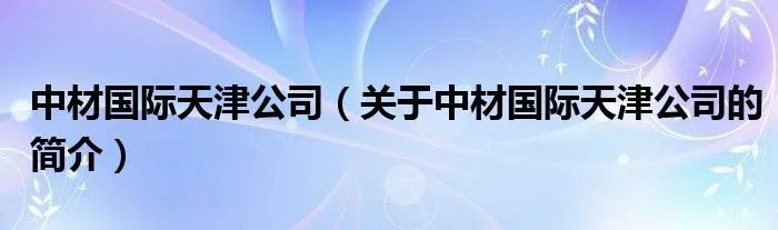 中材国际天津公司（关于中材国际天津公司的简介）